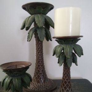 Palm Tree Candle Holder Set